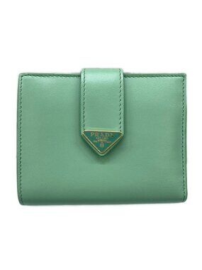 Prada Bifold Wallet Light Green Leather